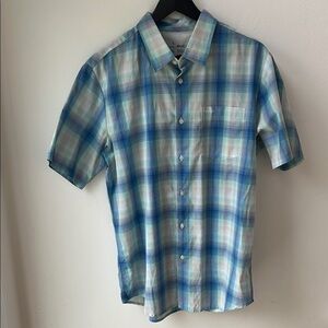 RVCA Men's Blue Plaid Short Sleeve Shirt Large